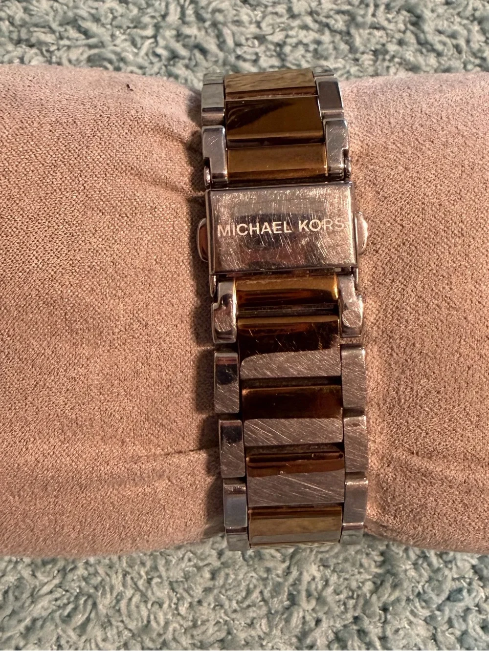 Michael Kors MK-6314 Two-Tone Rose Gold & Silver Gemmed Bezel Watch Works